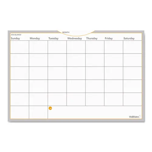 AT-A-GLANCE® WallMates Self-Adhesive Dry Erase Monthly Planning Surface, Undated, 36 x 24, White/Gray/Orange