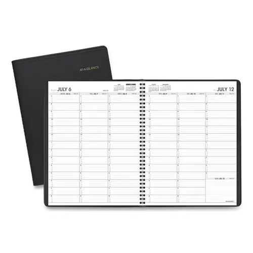 AT-A-GLANCE® Weekly Appointment Book, 14-Month, July 2024 - August 2025, 11 x 8.25, Black Cover