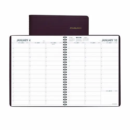 AT-A-GLANCE® Weekly Appointment Book, 13-Month, Winestone Cover, 11 x 8.25, Jan 2025 to Jan 2026