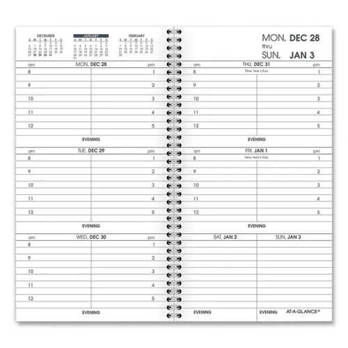 AT-A-GLANCE® Weekly Appointment Book Refill, Hourly Ruled, 2025, 6.25" x 3.25", White, 12-Month (Jan-Dec)
