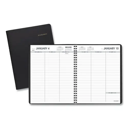 AT-A-GLANCE® Weekly Planner Ruled for Open Scheduling, 8.75 x 6.75, Black Cover, 12-Month (Jan to Dec): 2025