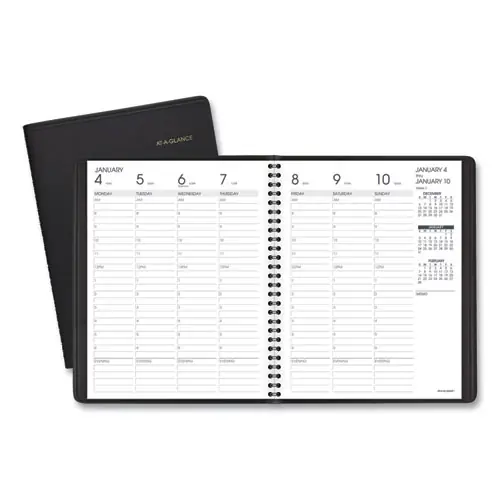 AT-A-GLANCE® Weekly Vertical-Column Appointment Book, 8.75 x 7, Black Cover, 13-Month (Jan 2025 - Jan 2026)