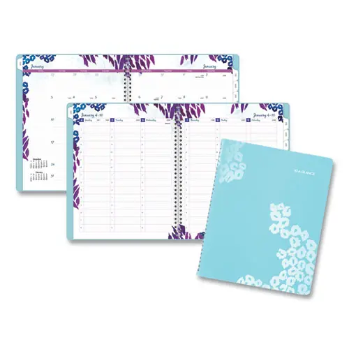 AT-A-GLANCE® Wild Washes Weekly/Monthly Planner, Flora and Fauna Artwork, Blue Cover, 13-Month (Jan 2025 to Jan 2026), 11" x 8.5"