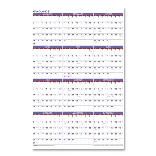 AT-A-GLANCE® Yearly Wall Calendar, 24 x 36, White Sheets, 12-Month (Jan to Dec): 2025