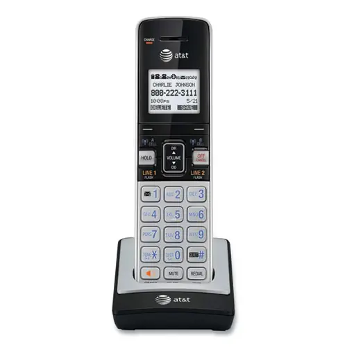 AT&T® TL86003 Cordless Telephone Handset for the TL86103 System, Silver/Black