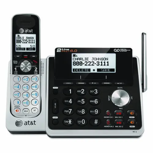 AT&T® TL88102 Cordless Digital Answering System, Base and Handset