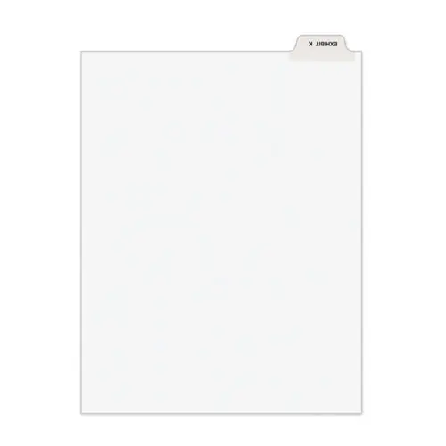 Avery® Avery-Style Preprinted Legal Bottom Tab Divider, 26-Tab, Exhibit K, 11 x 8.5, White, 25/Pack