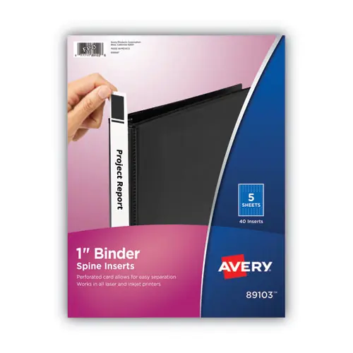Avery® Binder Spine Inserts, 1" Spine Width, 40/Pack