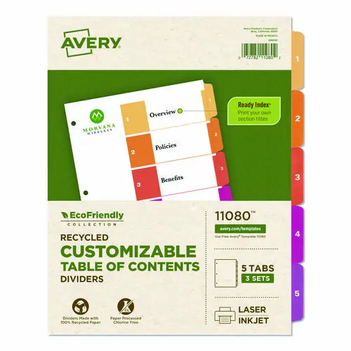 Avery® Customizable Table of Contents Ready Index Multicolor Dividers with Printable Section Titles
