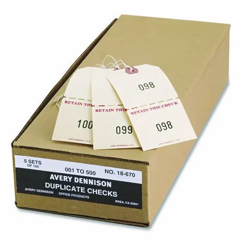 Avery® Duplicate Auto Park Tags, 1-500, 4.75 x 2.38, Manila, 500/Box