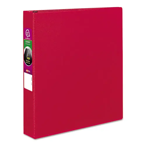 Avery® Durable Non-View Binder with DuraHinge and Slant Rings, 3 Rings, 1.5" Capacity, 11 x 8.5, Red