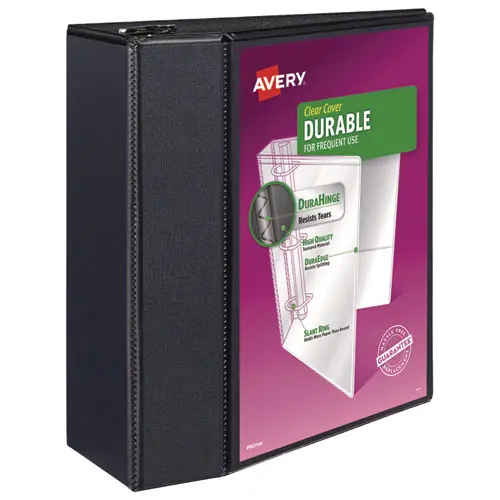 Avery® Durable View Binder with DuraHinge and EZD Rings, 3 Rings, 5" Capacity, 11 x 8.5, Black, (9900)