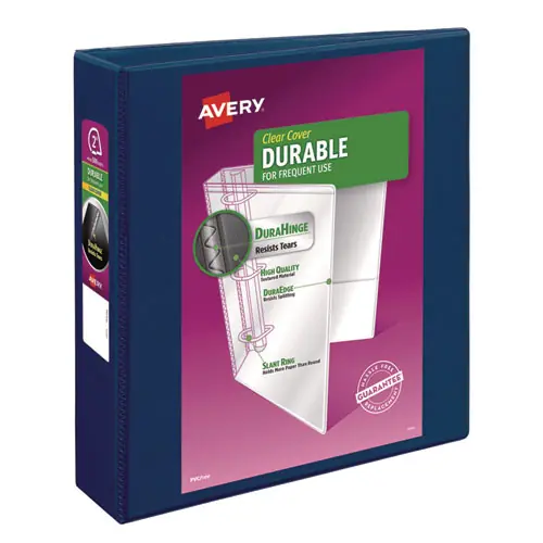 Avery® Durable View Binder with DuraHinge and Slant Rings, 3 Rings, 2" Capacity, 11 x 8.5, Blue