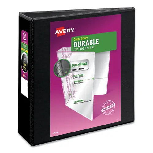Avery® Durable View Binder with DuraHinge and Slant Rings, 3" Capacity, 3 Rings, 11 x 8.5, Black