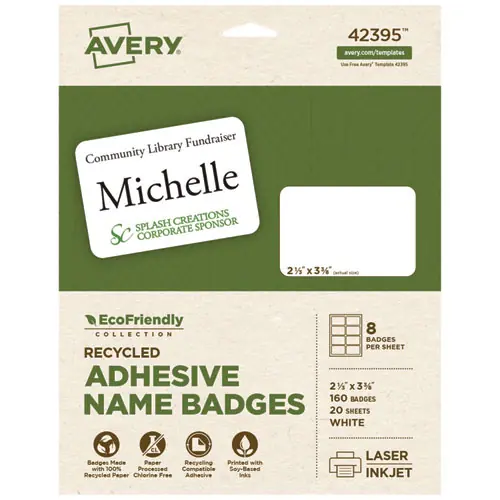 Avery® EcoFriendly Adhesive Name Badge Labels