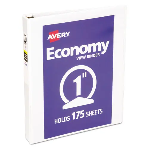 Avery® Economy View Binder with Round Rings, 1" Capacity, 3 Rings, White, 11 x 8.5 (5711)