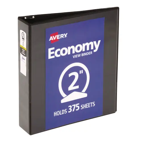 Avery® Economy View Binder with Round Rings, 3-Ring, 2" Capacity, Black, 11 x 8.5, (5730)