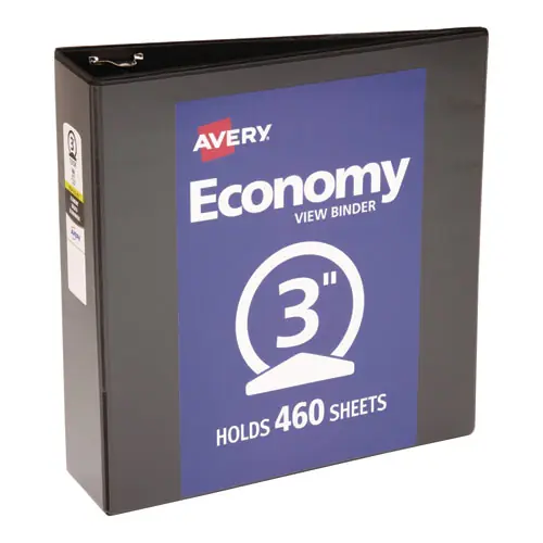 Avery® Economy View Binder with Round Rings, 3" Capacity, Black, 3-Ring, 11 x 8.5 (5740)