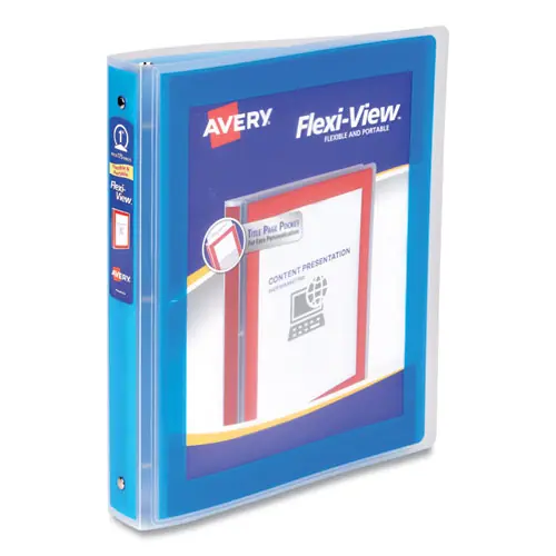 Avery® Flexi-View Binder with Round Rings, 1" Capacity, Blue, 11 x 8.5 inches
