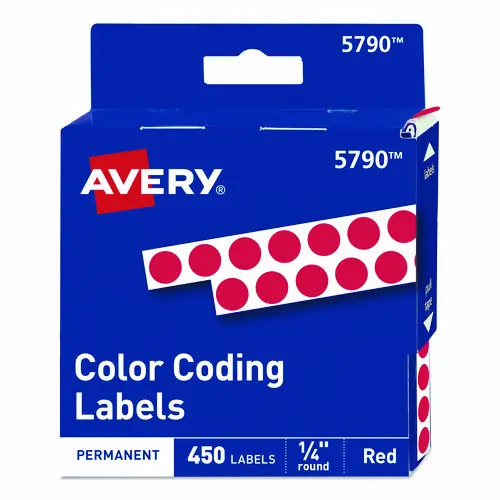 Avery® Handwrite-Only Permanent Self-Adhesive Round Color-Coding Labels in Dispensers