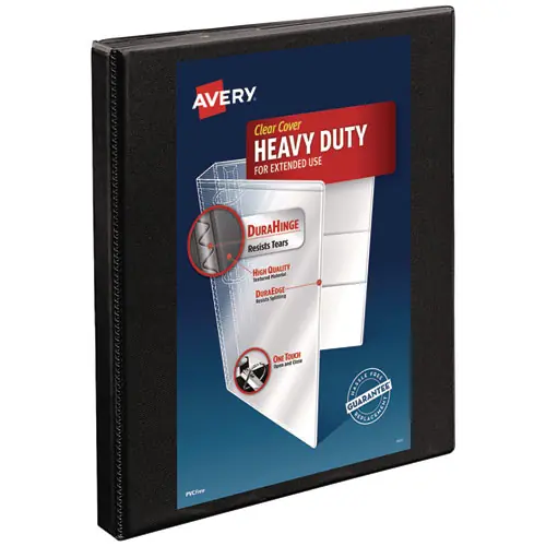 Avery® Heavy-Duty Non Stick View Binder with DuraHinge and Slant Rings, 3 Rings, 0.5" Capacity, 11 x 8.5, Black, (5233)