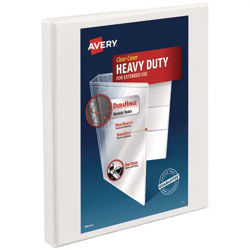 Avery® Heavy-Duty Non Stick View Binder with DuraHinge and Slant Rings, 3 Rings, 0.5" Capacity, 11 x 8.5, White (5234)