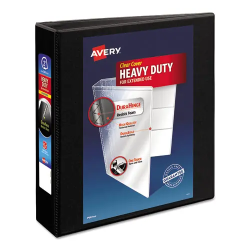 Avery® Heavy-Duty Non Stick View Binder with DuraHinge and Slant Rings, 3 Rings, 2" Capacity, 11 x 8.5, Black (5500)