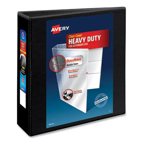 Avery® Heavy-Duty Non Stick View Binder with DuraHinge and Slant Rings, 3" Capacity, 3 Rings, Black (5600)