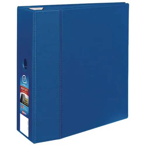 Avery® Heavy-Duty Non-View Binder with DuraHinge®, Locking One Touch EZD® Rings and Thumb Notch, 3-Ring, 5" Capacity, Blue