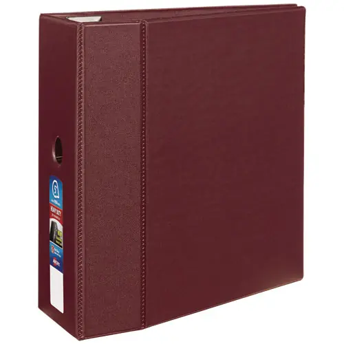 Avery® Heavy-Duty Non-View Binder with DuraHinge, Three Locking One Touch EZD Rings, Thumb Notch, 5" Capacity, 11 x 8.5, Maroon