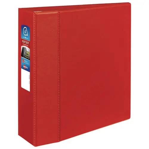 Avery® Heavy-Duty Non-View Binder with DuraHinge and Locking One Touch EZD Rings, 3 Rings, 4" Capacity, 11 x 8.5, Red