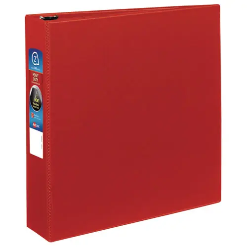 Avery® Heavy-Duty Non-View Binder with DuraHinge and One Touch EZD Rings, 3 Rings, 2" Capacity, 11 x 8.5, Red