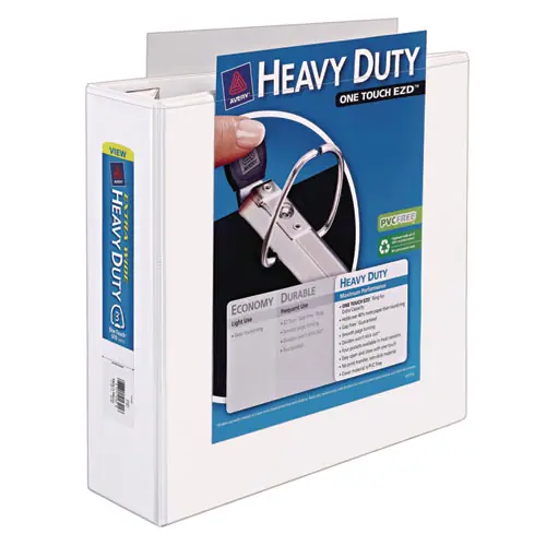 Avery® Heavy-Duty View Binder with DuraHinge, One Touch EZD Rings and Extra-Wide Cover, 3" Capacity, 3-Ring, White, 11 x 8.5 (1321)