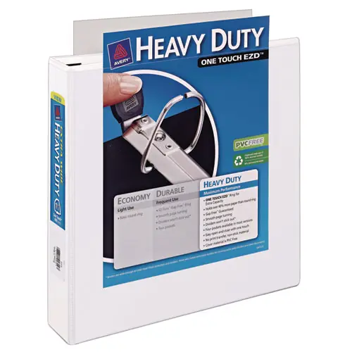 Avery® Heavy-Duty View Binder with DuraHinge, One Touch EZD Rings, Extra-Wide Cover, 3-Ring, 1.5" Capacity, 11 x 8.5, White (1319)