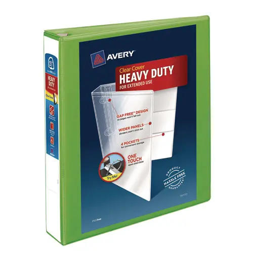 Avery® Heavy-Duty View Binder with DuraHinge and One Touch EZD Rings, 3 Rings, 1.5" Capacity, 11 x 8.5, Chartreuse
