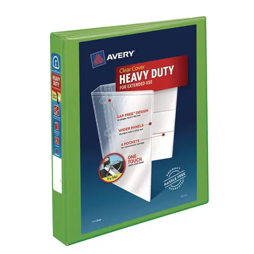Avery® Heavy-Duty View Binder with DuraHinge and One Touch EZD Rings, 3 Rings, 1" Capacity, 11 x 8.5, Chartreuse