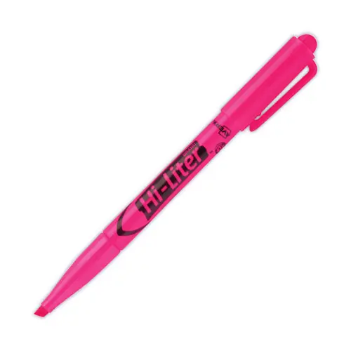 Avery® HI-LITER Pen-Style Highlighters, Fluorescent Pink Ink, Chisel Tip, Pink/Black Barrel, Dozen