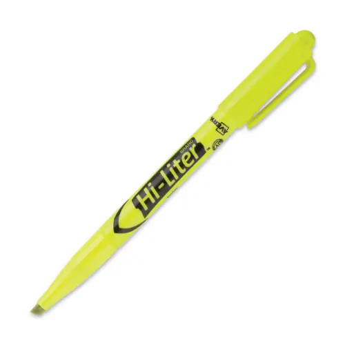 Avery® HI-LITER Pen-Style Highlighters, Fluorescent Yellow Ink, Chisel Tip, Yellow/Black Barrel, Dozen