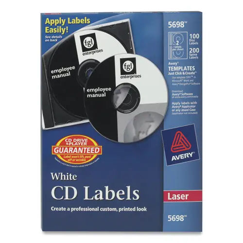 Avery® Laser CD Labels, Matte White, 100/Pack