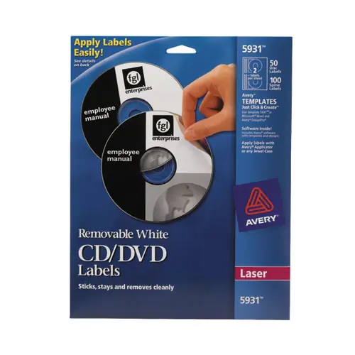 Avery® Laser CD Labels, Matte White, 50/Pack