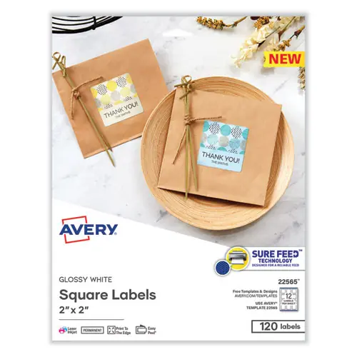 Avery® Laser/Inkjet Media Labels, 2" x 2", White, 120 Labels/Pack