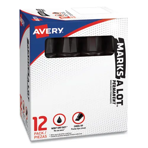 Avery® MARKS A LOT Extra-Large Desk-Style Permanent Marker, Extra-Broad Chisel Tip, Black (24148)