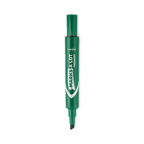 Avery® MARKS A LOT Large Desk-Style Permanent Marker, Broad Chisel Tip, Green, Dozen (8885)