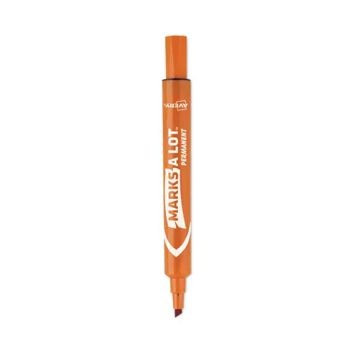 Avery® MARKS A LOT Large Desk-Style Permanent Marker, Broad Chisel Tip, Orange, Dozen (8883)
