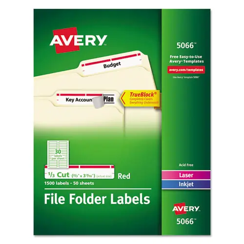 Avery® Permanent TrueBlock® File Folder Labels with Sure Feed® Technology