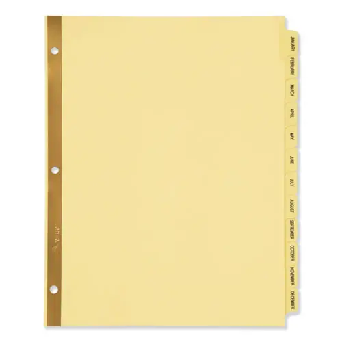 Avery® Preprinted Laminated Tab Dividers with Gold Reinforced Binding Edge, 12-Tab, Jan. to Dec.