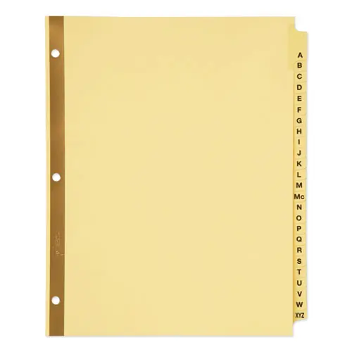 Avery® Preprinted Laminated Tab Dividers with Gold Reinforced Binding Edge, 25-Tab, A to Z, 11 x 8.5, Buff, 1 Set