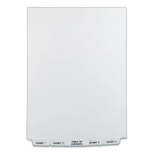 Avery® Preprinted Legal Exhibit Bottom Tab Index Dividers, Avery Style, 26-Tab, Exhibit 1 to Exhibit 25, White