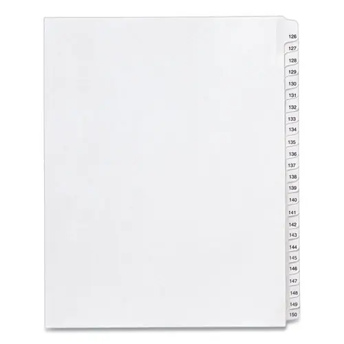 Avery® Preprinted Legal Exhibit Side Tab Index Dividers, Allstate Style, 25-Tab Set, Numbers 126-150, 11 x 8.5, White