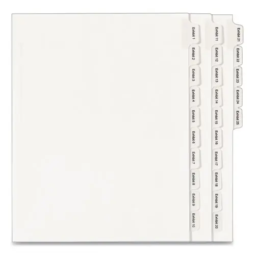 Avery® Preprinted Legal Exhibit Side Tab Index Dividers, Allstate Style, 25-Tab, White, 1 Set